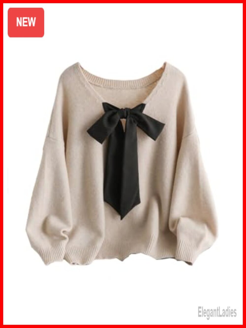 Plus Size Bow Front V Neck Pullover Sweater